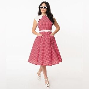 BNWT Unique Vintage Red and White Dress XL / 14